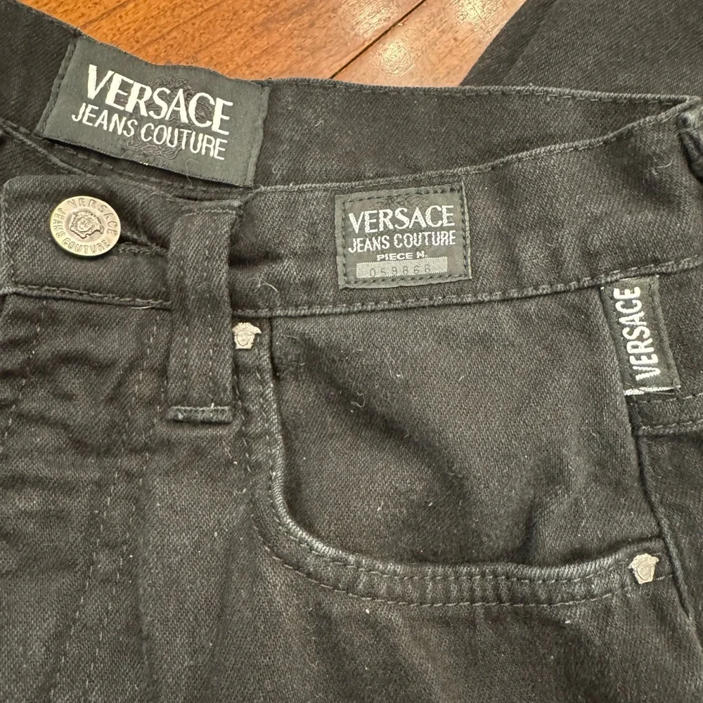 Vintage Versace Jeans Couture Black Jeans Size 24, Size 0 - Picture 1 of 10